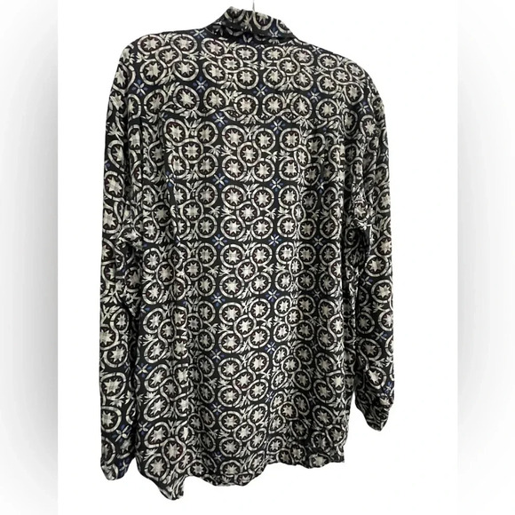 AXIS 100% Silk Large Long Sleeve Jacquard Print Blouse w/Mother of Pearl Buttons - Picture 2 of 7